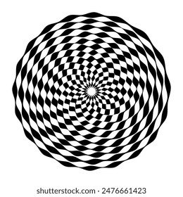 Abstrakte Kreiswellenlinien Op Art-Muster mit Wirbel-Bewegungs-Illusions-Effekt. Vektorillustration.