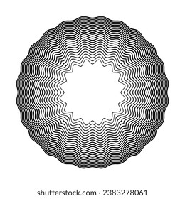 Abstract Circle Wavy Lines Pattern with 3D Illusion Effect. Vector Art.