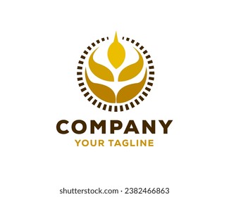 abstract circle wheat logo icon symbol design template illustration inspiration