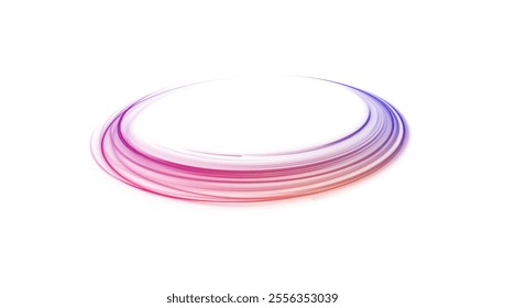 Abstract circle, white color glowing lines background. Curve neon line light effect. Light cool whirlwind. Vector sparkle, png, effect, wave,neon,line.
