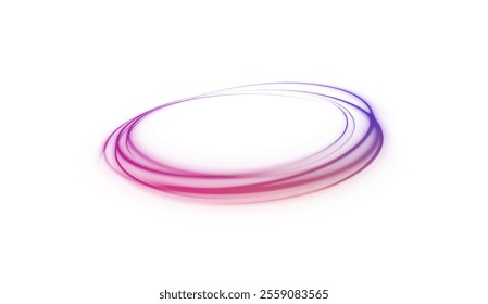 Abstract circle, white color glowing lines background. Curve neon line light effect. Light cool whirlwind. Vector sparkle, png, effect, wave,neon,line.