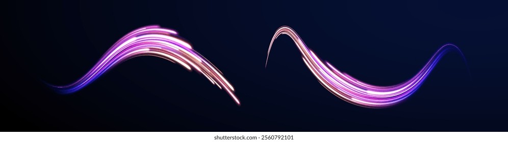 Abstract circle, white color glowing lines background. Curve white line light effect. Light cool whirlwind. Vector sparkle, png, effect, wave,neon,line.