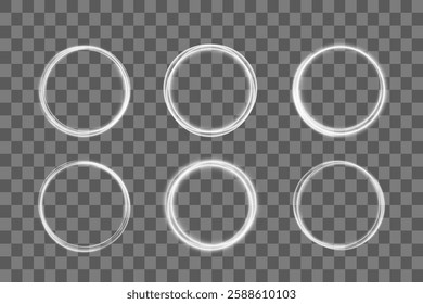 Abstract circle, white color glowing lines background. Curve white line light effect. Light cool whirlwind. Vector sparkle, png, effect, wave,neon,line.