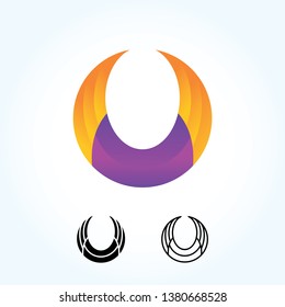 abstract circle wing logo sign. material design,  flat and line style - Vector