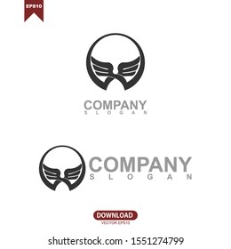 Abstract circle wings logo vector design