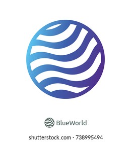 abstract circle world water river ocean wave sign. pulse symbol. logo icon for business, apps, technology, data circuit, or nature services. minimal design symbol template Vector illustration.