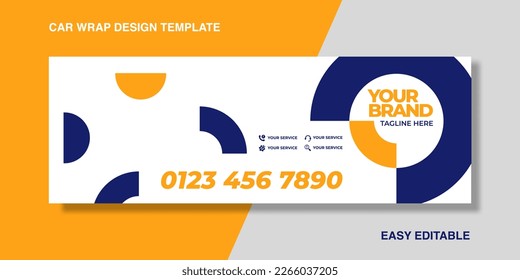 Abstract Circle wrapping car for your brand or company, van truck with dark blue and yellow colour