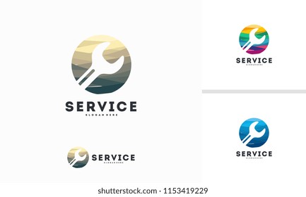 Abstract Circle Wrench logo designs concept vector, Service logo template