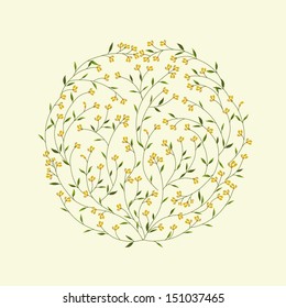 Abstract circle with yellow flowers 