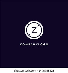 abstract circle Z logo letter isolated on purple background technology symbol