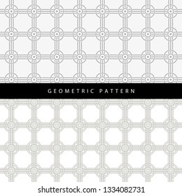 Abstract Circle-Cross Texture. Set of 2 Geometric Pattern. 