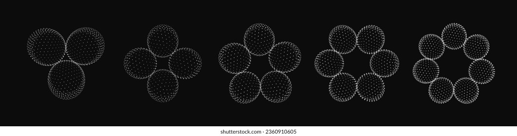 Abstract Circles of 3D Spheres of Dots. Global Network Connection. Abstract Globe Grid. Worldwide Communication Concept. Science and Technology Abstract Vector Illustration.