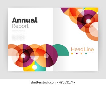 Abstract circles, annual report covers. Modern business brochure templates