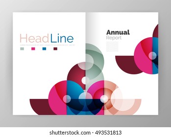 Abstract circles, annual report covers. Modern business brochure templates