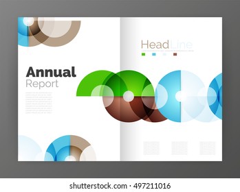Abstract circles, annual report covers. Modern business brochure templates