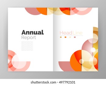 Abstract circles, annual report covers. Modern business brochure templates
