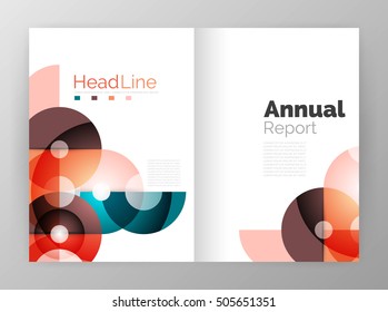 Abstract circles, annual report covers. Modern business brochure templates