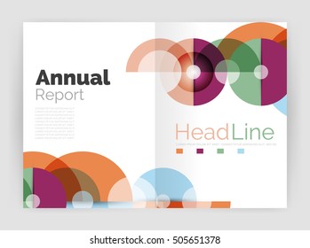 Abstract circles, annual report covers. Modern business brochure templates