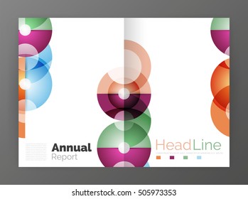 Abstract circles, annual report covers. Modern business brochure templates