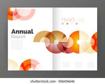 Abstract circles, annual report covers. Modern business brochure templates
