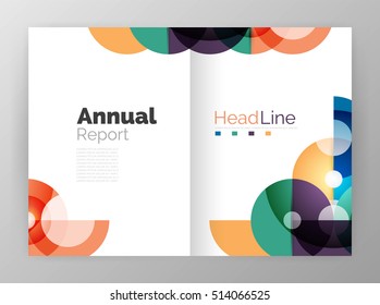 Abstract circles, annual report covers. Modern business brochure templates