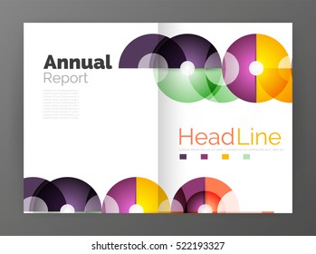 Abstract circles, annual report covers. Modern business brochure templates