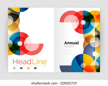 Abstract circles, annual report covers. Modern business brochure templates