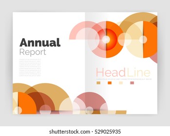 Abstract circles, annual report covers. Modern business brochure templates