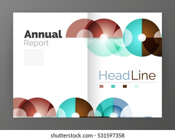 Abstract circles, annual report covers. Modern business brochure templates