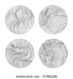 Abstract circles background collection. Hand drawn simple stripes pattern. Vector doodle round backdrops set.