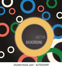 Abstract circles background with colorful geometric glowing rings and text. Vector illustration