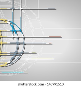 Abstract circles background, futuristic dynamic illustration.