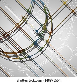 Abstract circles background, futuristic dynamic illustration.