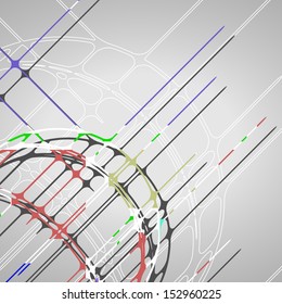 Abstract circles background, futuristic dynamic illustration.