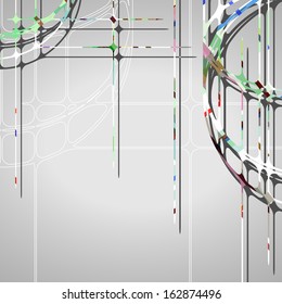 Abstract circles background, futuristic dynamic illustration.