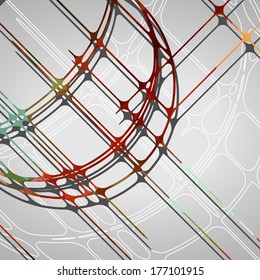 Abstract circles background, futuristic dynamic illustration.