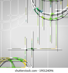 Abstract circles background, futuristic dynamic illustration.