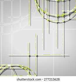 Abstract circles background, futuristic dynamic illustration.