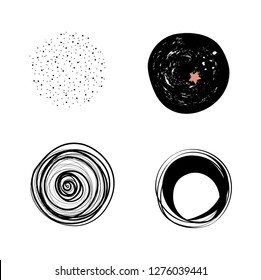 Abstract circles in black and pink - set 04