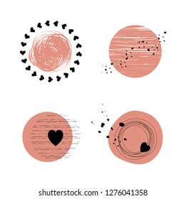 Abstract circles in black and pink - set 02