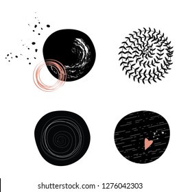 Abstract circles in black and pink - set 04