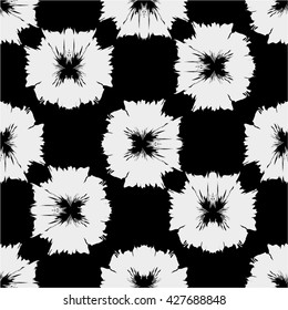 abstract circles in black and white pattern, seamless vector background.