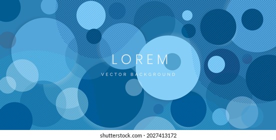 Abstract circles blue overlapping on blue background. vector illustration