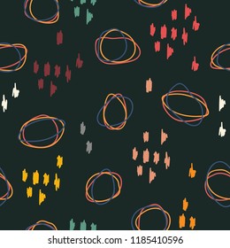 Abstract circles and brush stroke pattern. Hand drawn retro style. Ideal for fabric,paper,wrap,t-shirt,textile, poster, card, scrapbooking, birthday and party invitation, wallpaper or background.