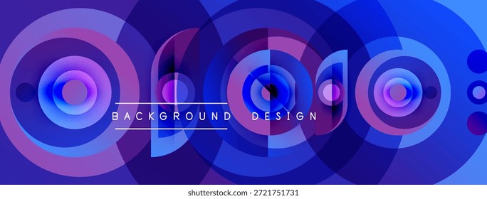 Los círculos Abstractas crean un fondo vibrante. Los tonos morados y azules dominan el diseño, ofreciendo una estética moderna. El texto lee el diseño de fondo.