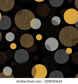 Abstract circles dark seamless pattern