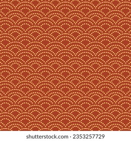 Abstract circles and dots on an orange background, seamless pattern