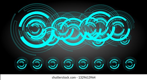 Abstract circles, geometric shapes, advanced technology segmentation, digital technology on a black background.dark.impossible