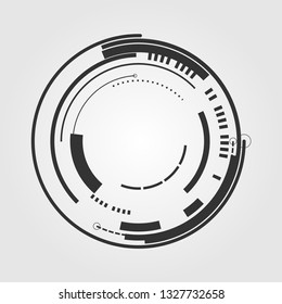 Abstract circles, geometric shapes, high tech segmentation Digital technology On a gray gradient background