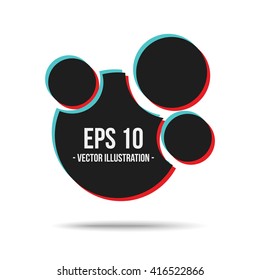 Abstract circles geometric vector banner in black and red colors
